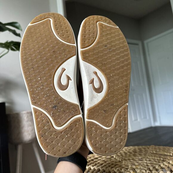 OluKai Men's Lae'ahi Lī 'Ili Leather Lace Up Sneakers- Fox Tan Brown - US 8 - Picture 9 of 10